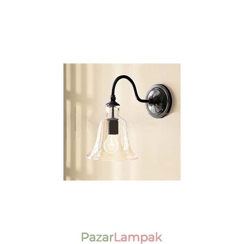 Természet ihlette vas fali lámpa átlátszó üveg ernyővel