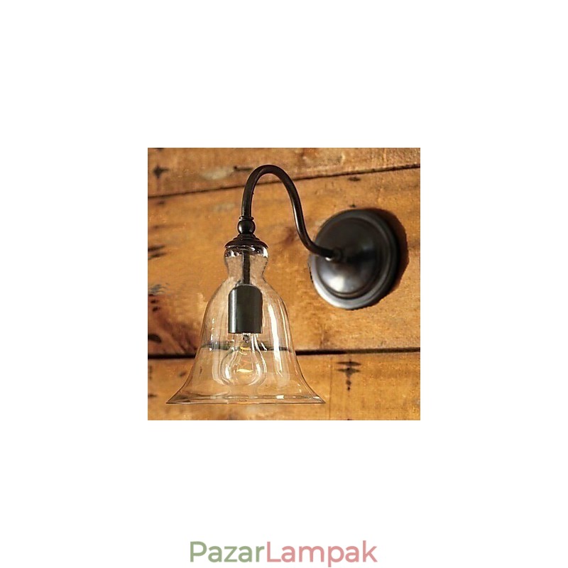 Természet ihlette vas fali lámpa átlátszó üveg ernyővel