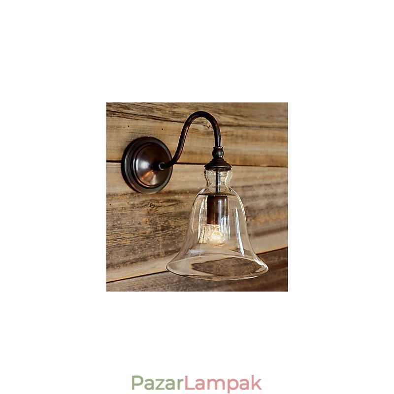 Természet ihlette vas fali lámpa átlátszó üveg ernyővel