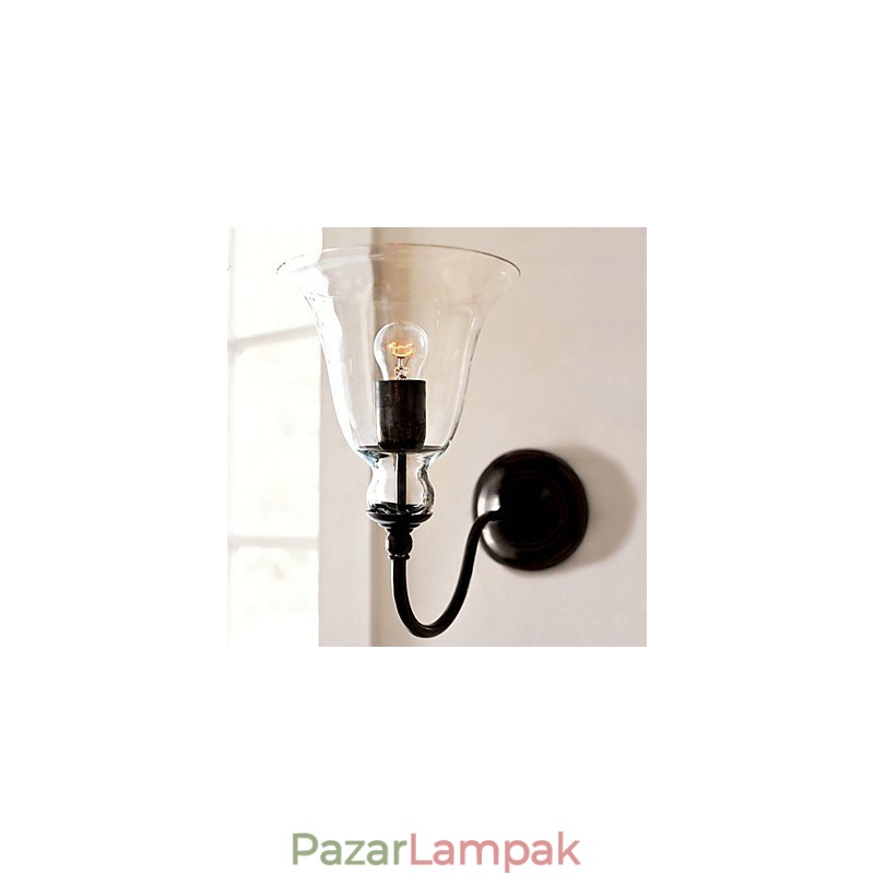 Természet ihlette vas fali lámpa átlátszó üveg ernyővel