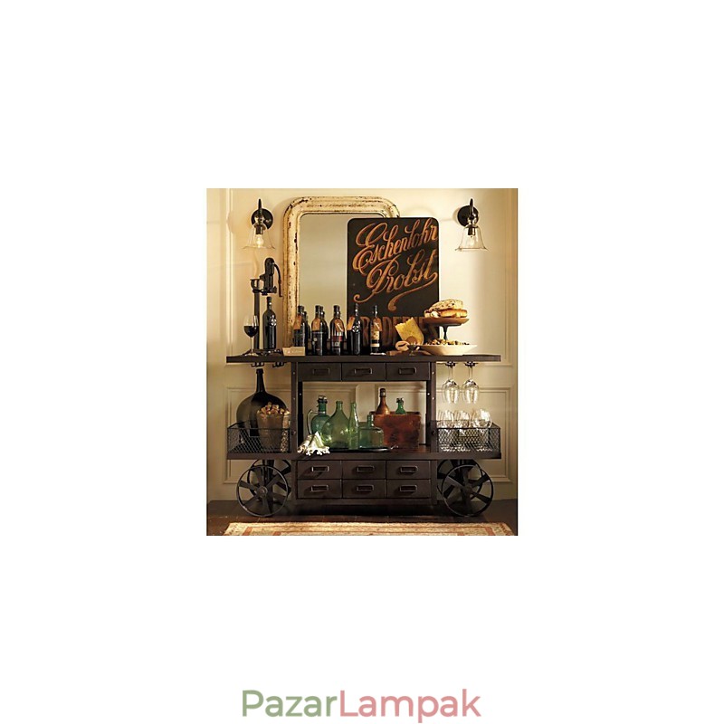 Természet ihlette vas fali lámpa átlátszó üveg ernyővel