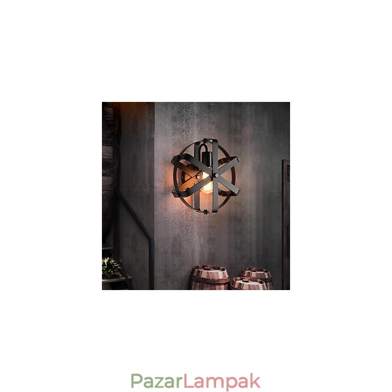 Új, vintage stílusú, ipari, kerek falikar, erkély tetőtéri bejárati folyosó hálószoba fali lámpa