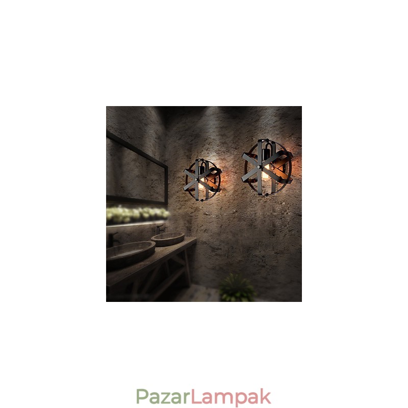 Új, vintage stílusú, ipari, kerek falikar, erkély tetőtéri bejárati folyosó hálószoba fali lámpa
