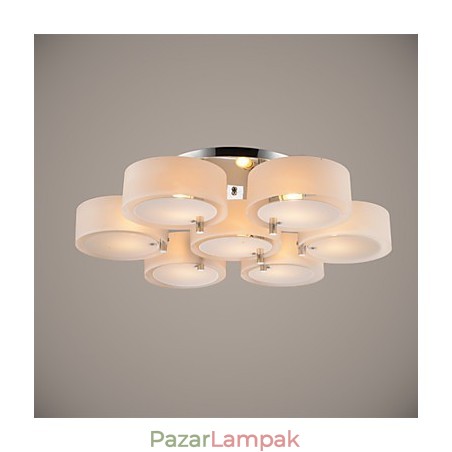Süllyesztett szerelésű, modern, kortárs 7 lámpás mennyezeti könnyűfém