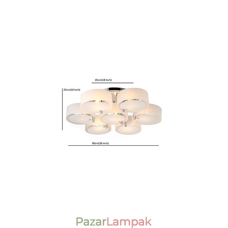 Süllyesztett szerelésű, modern, kortárs 7 lámpás mennyezeti könnyűfém