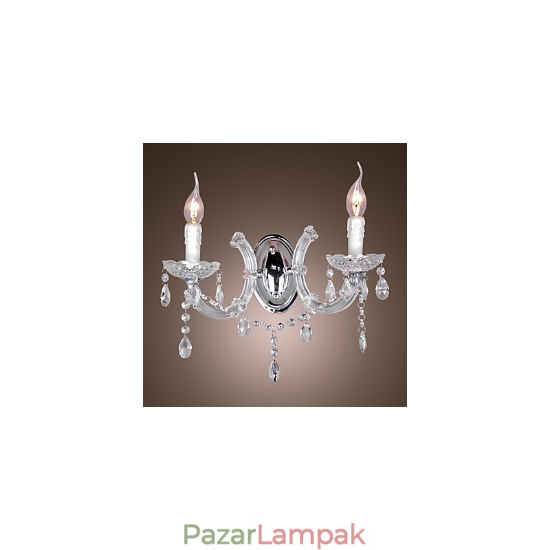 Elegáns kristály fali lámpa 2 lámpával