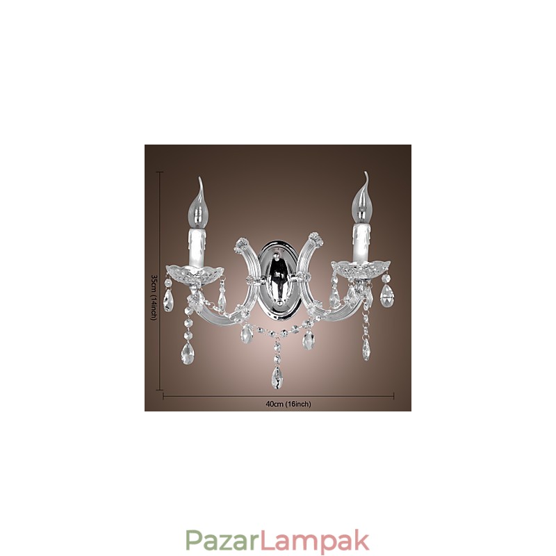 Elegáns kristály fali lámpa 2 lámpával