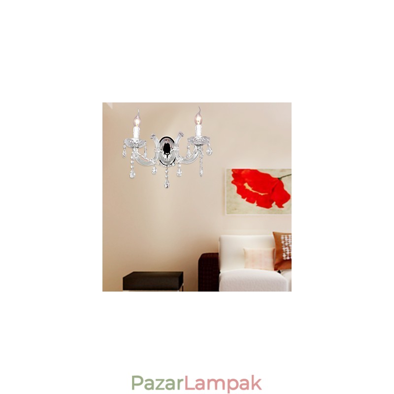 Elegáns kristály fali lámpa 2 lámpával
