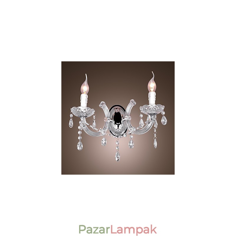Elegáns kristály fali lámpa 2 lámpával