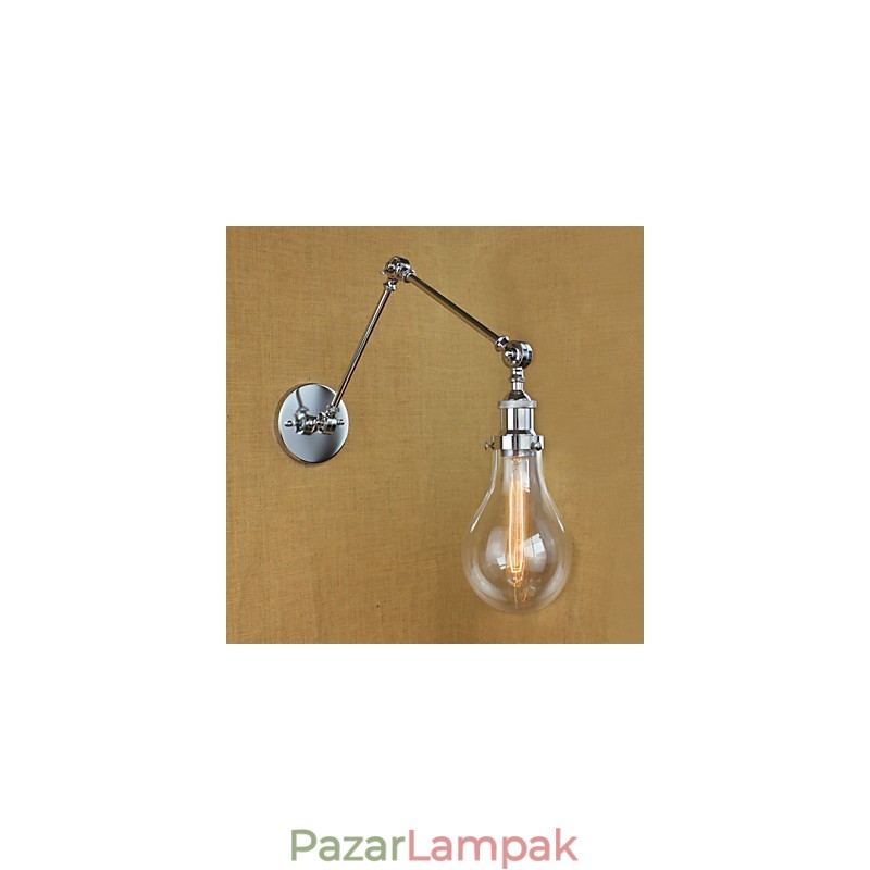Króm üveg teleszkópos retro fali lámpa