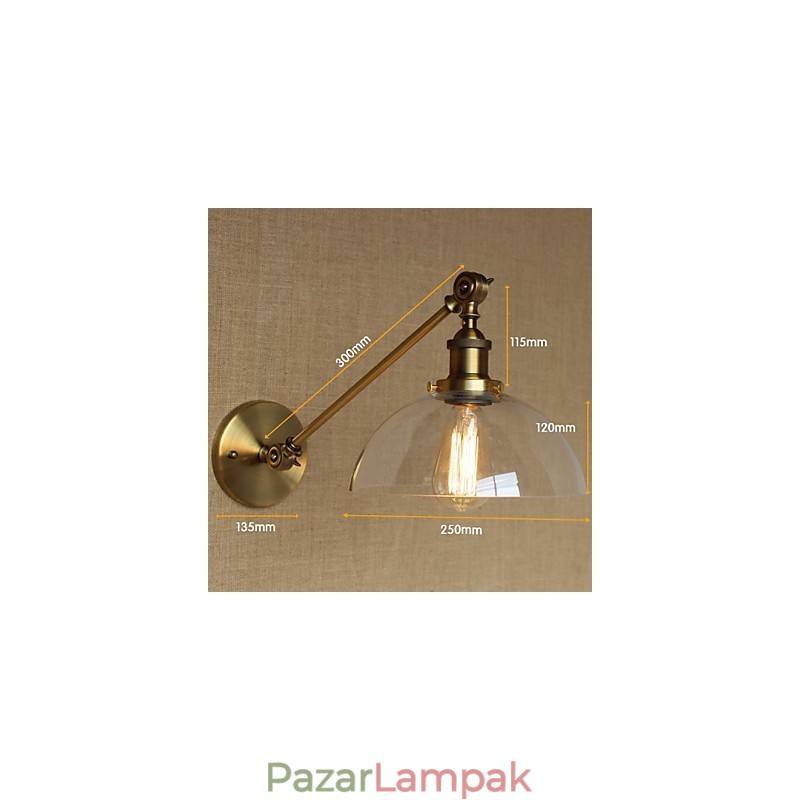 A vas üveg bronz sárgaréz kar stílusú retro kreatív amerikai country hall hálószoba fali lámpa