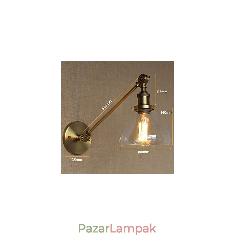 A vas üveg bronz sárgaréz kar stílusú retro kreatív amerikai country hall hálószoba fali lámpa