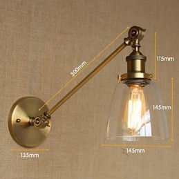 A vas üveg bronz sárgaréz kar stílusú retro kreatív amerikai country hall hálószoba fali lámpa