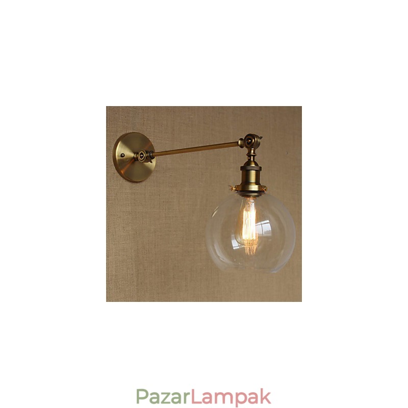 A vas üveg bronz sárgaréz kar stílusú retro kreatív amerikai country hall hálószoba fali lámpa