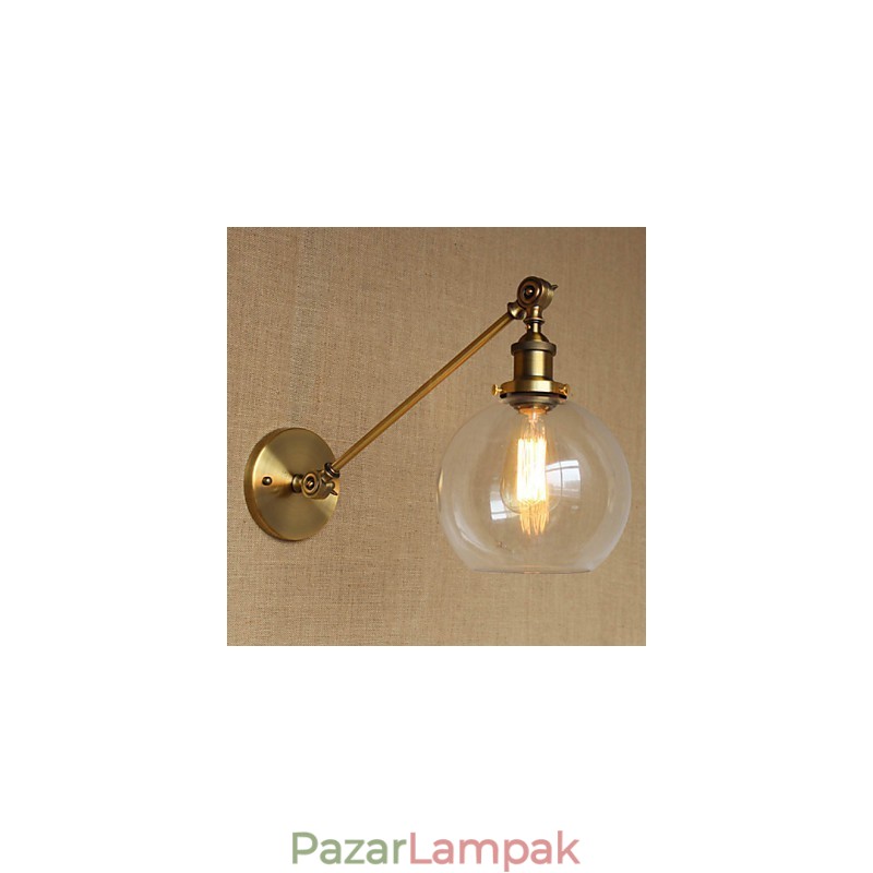 A vas üveg bronz sárgaréz kar stílusú retro kreatív amerikai country hall hálószoba fali lámpa