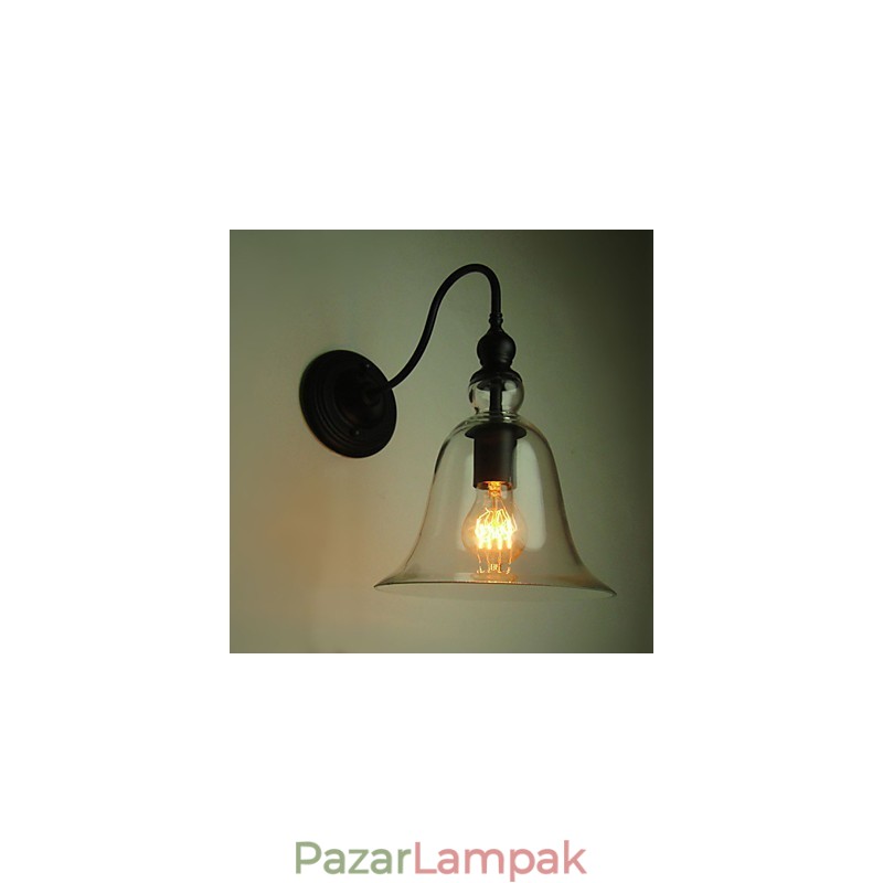 Vintage fali lámpa egy könnyű acélból és üvegből