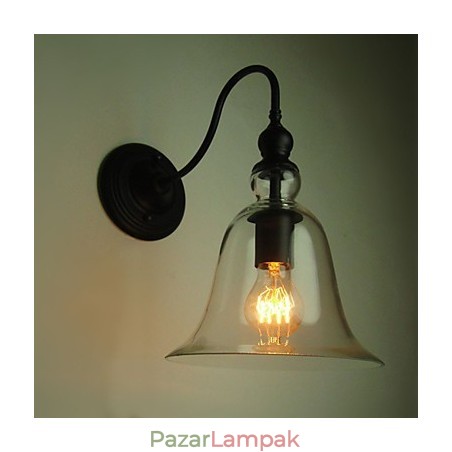 Vintage fali lámpa egy könnyű acélból és üvegből Vintage fali lámpa egy könnyű acélból és üvegből