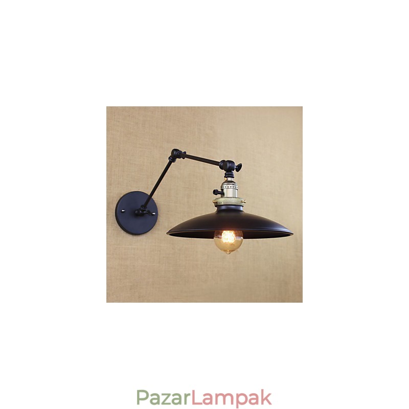 Amerikai minimalista ipari vas hosszú karú fali lámpa kapcsolóval