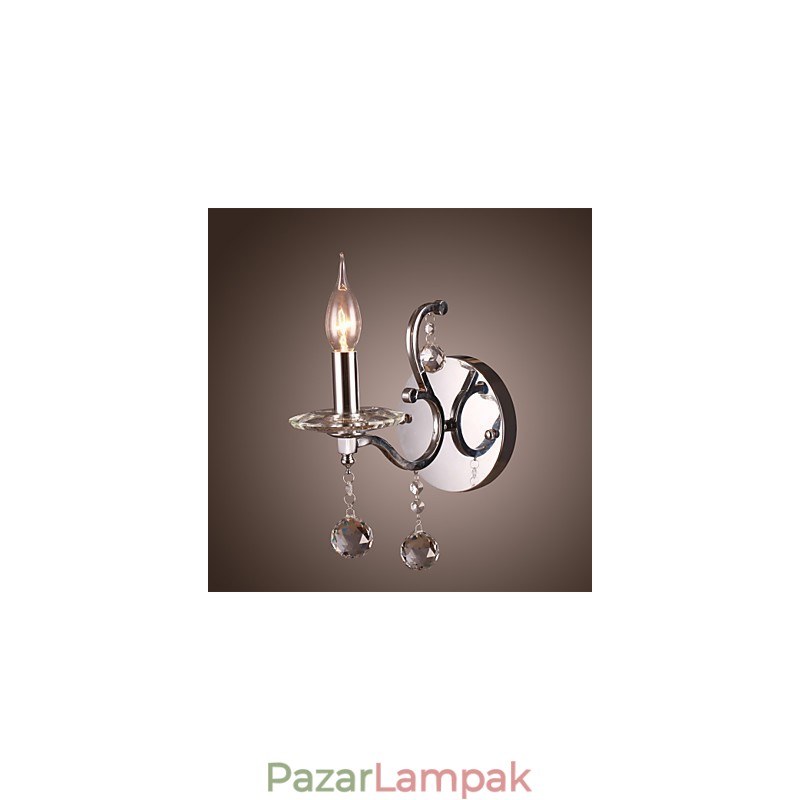 Ezüstszínű kristály fali lámpa 1 lámpával