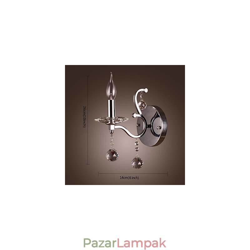 Ezüstszínű kristály fali lámpa 1 lámpával