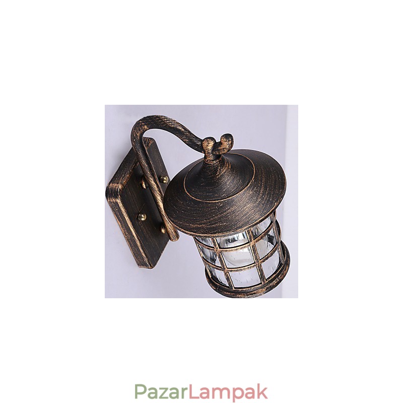 Antik rusztikus vas vízálló kültéri fali lámpa Vintage lámpás világos rozsdás matt fekete folyosói falikar