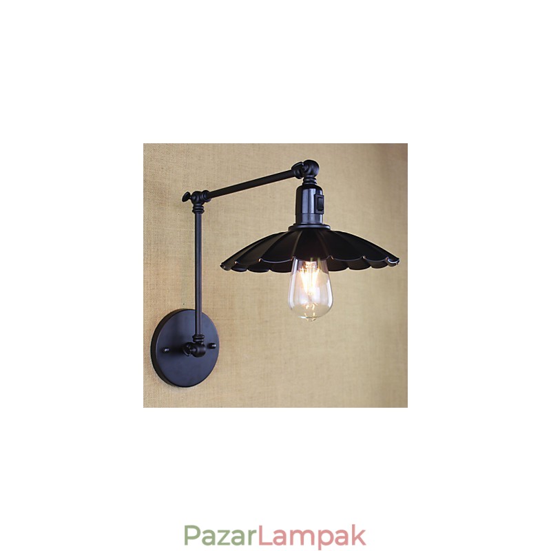 Hálószoba Éjjeli lámpa Szállodamérnöki étterem Retro matt fekete öv hosszú kar dupla kapcsoló fal