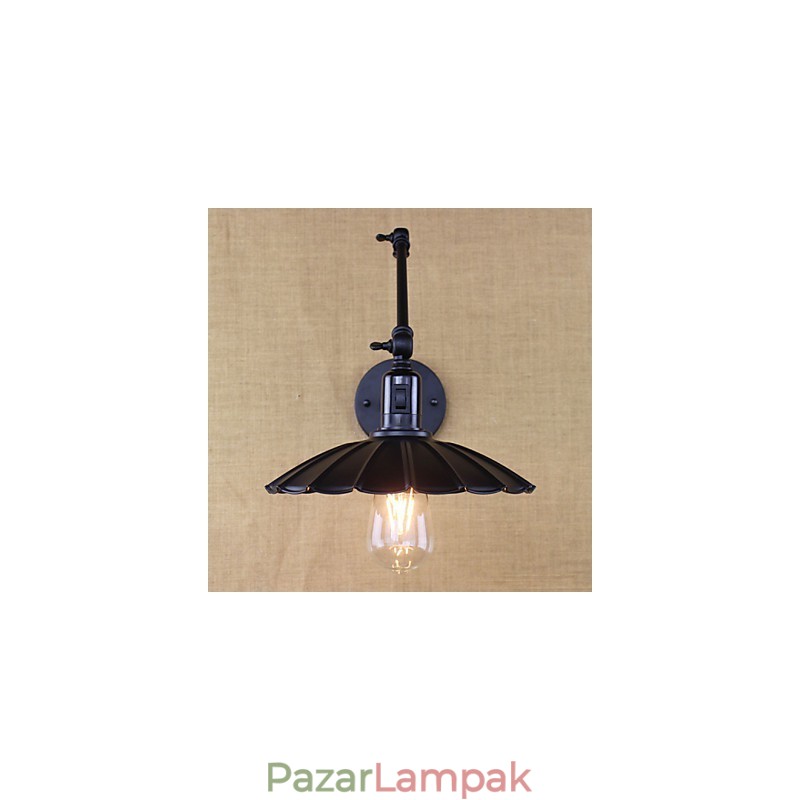 Hálószoba Éjjeli lámpa Szállodamérnöki étterem Retro matt fekete öv hosszú kar dupla kapcsoló fal