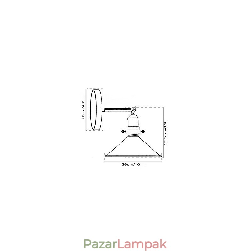 Ipari Vintage Edison Simplicity 1 Világos falra szerelhető étkező étkező dolgozószoba Irodai folyosó Fém falikar