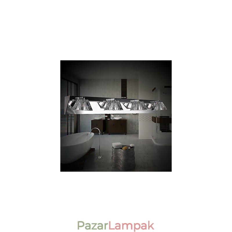 Modern fali lámpa üvegernyővel 4 lámpás tükör elöl