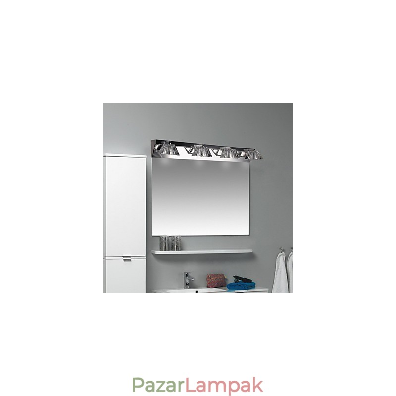 Modern fali lámpa üvegernyővel 4 lámpás tükör elöl