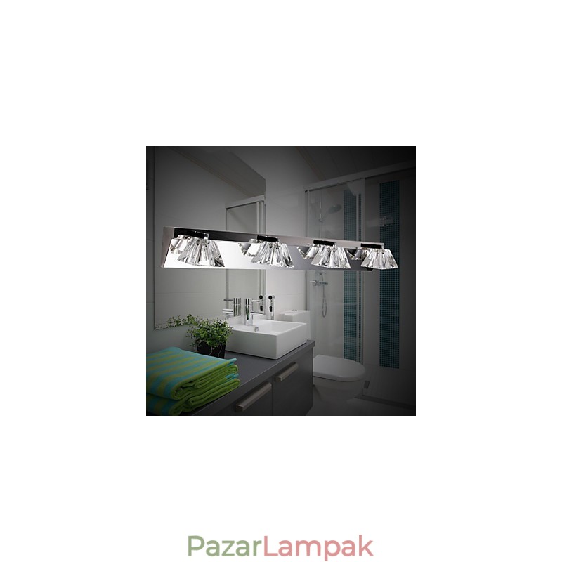 Modern fali lámpa üvegernyővel 4 lámpás tükör elöl