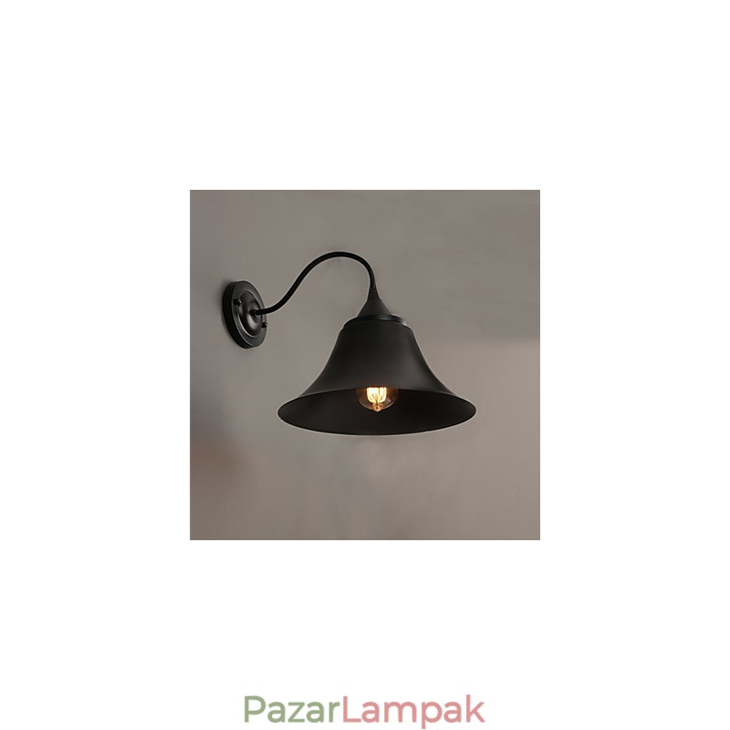 Designer Duds Loft stílusú ősi fekete vassapkás fali lámpa