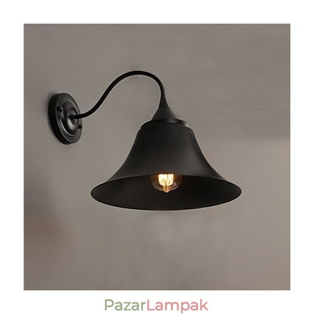 Designer Duds Loft stílusú ősi fekete vassapkás fali lámpa Designer Duds Loft stílusú ősi fekete vassapkás fali lámpa