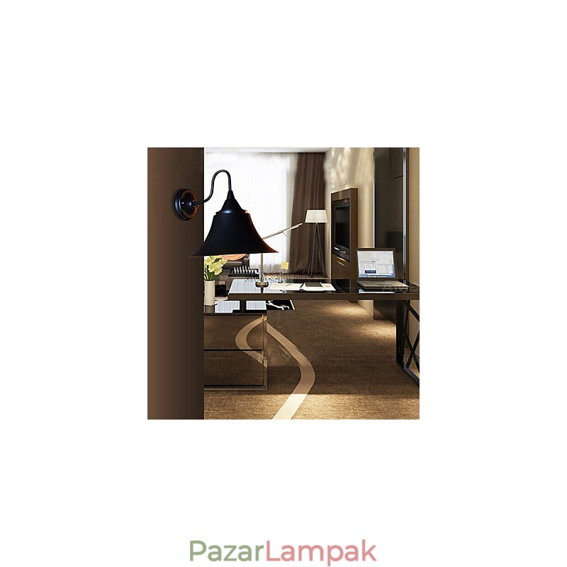 Designer Duds Loft stílusú ősi fekete vassapkás fali lámpa