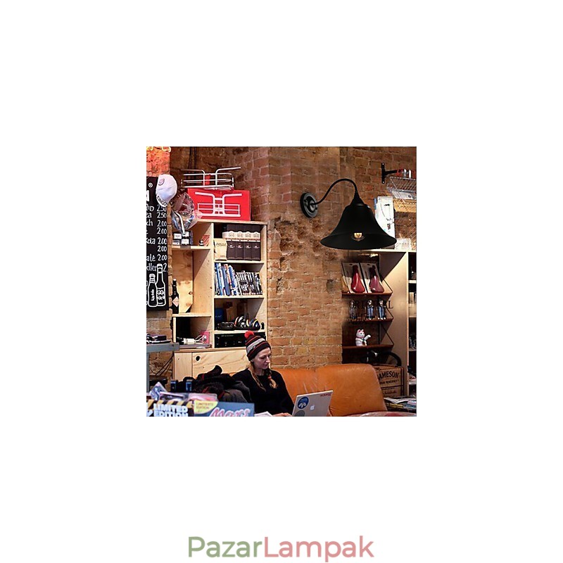 Designer Duds Loft stílusú ősi fekete vassapkás fali lámpa