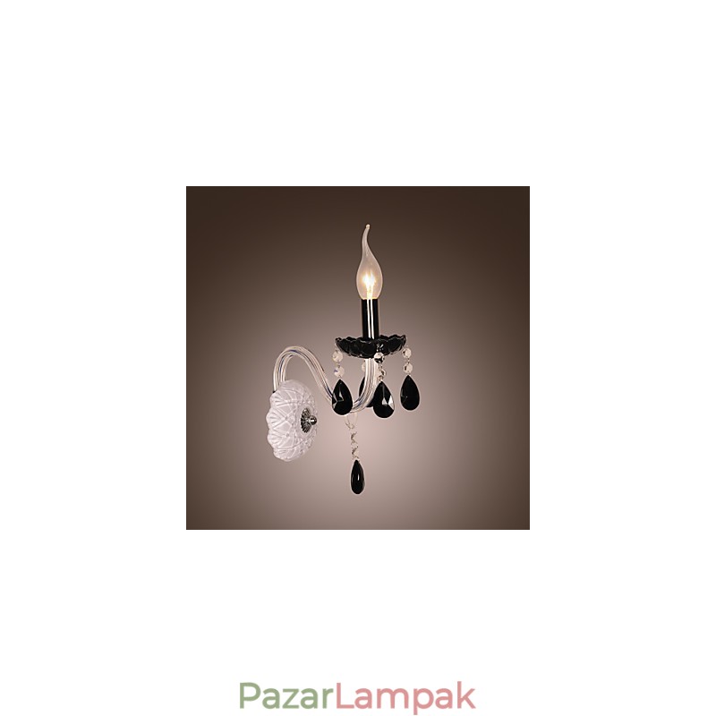 Fekete kristály fali lámpa gyertyával