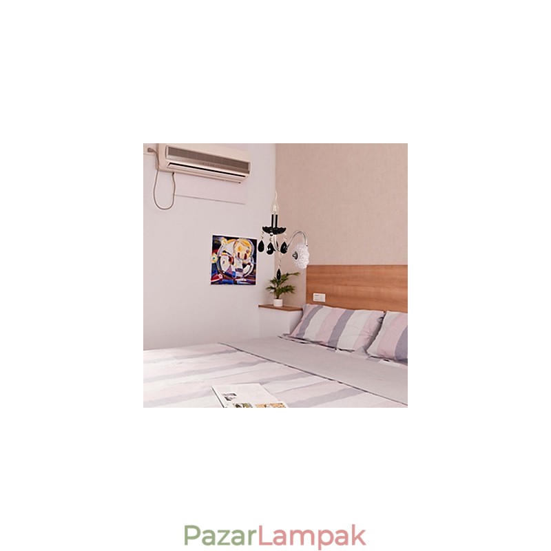 Fekete kristály fali lámpa gyertyával