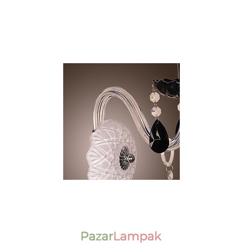 Fekete kristály fali lámpa gyertyával