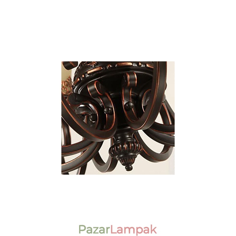 Csillár függőlámpa 6 fényű lámpaernyő lefelé Vintage Country fém+üveg