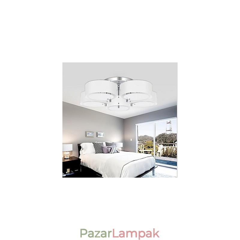 Süllyesztett szerelésű modern kortárs 5 lámpás mennyezeti könnyűfém