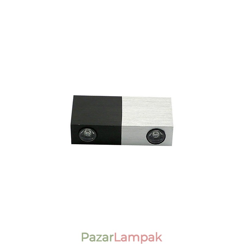 Modern fali lámpa félezüst félig fekete elegáns kivitelű kockatesttel 2 s