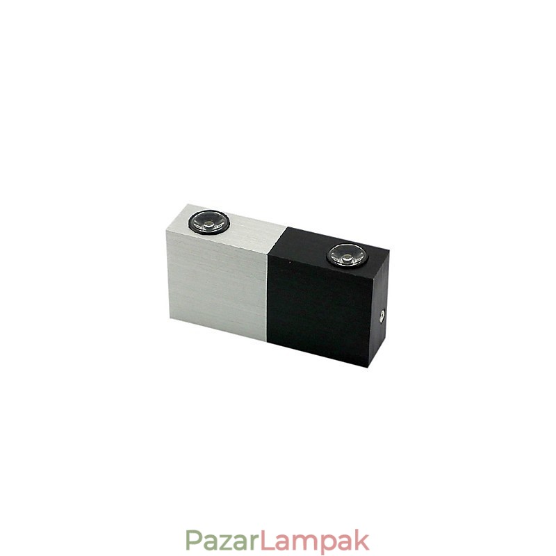 Modern fali lámpa félezüst félig fekete elegáns kivitelű kockatesttel 2 s