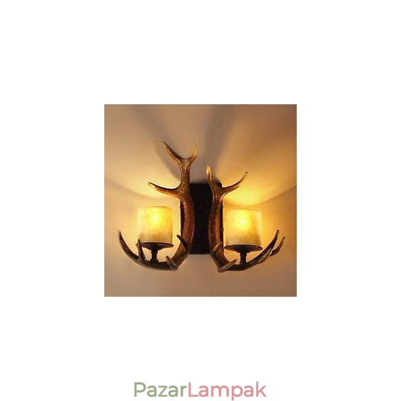 Fali lámpa 2 lámpával agancsban
