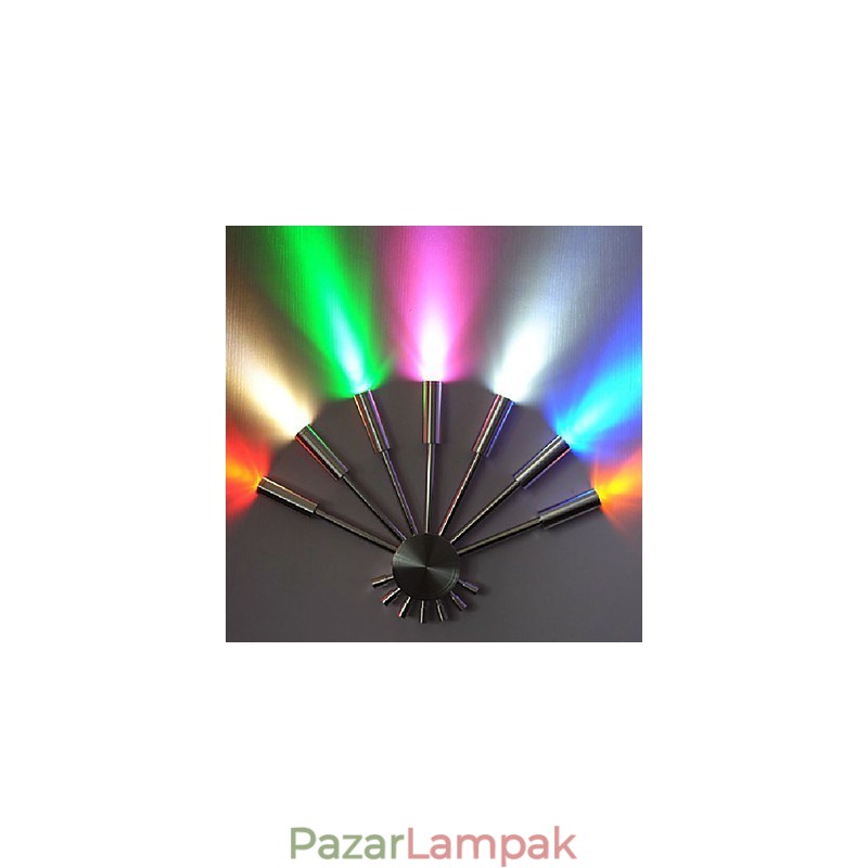 Modern fali lámpa szórófénnyel, legyező alakú 7 fémrúd elegáns stílusban