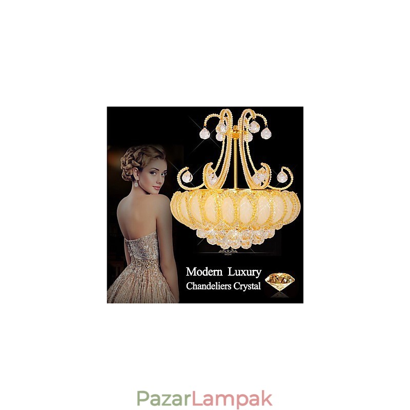 Modern luxus csillár kristály függőlámpa 50 cm átmérőjű, 8 db izzót tartalmaz