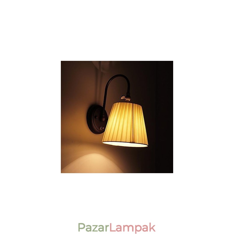 Vas fali lámpa szövet ernyővel 1 fényben