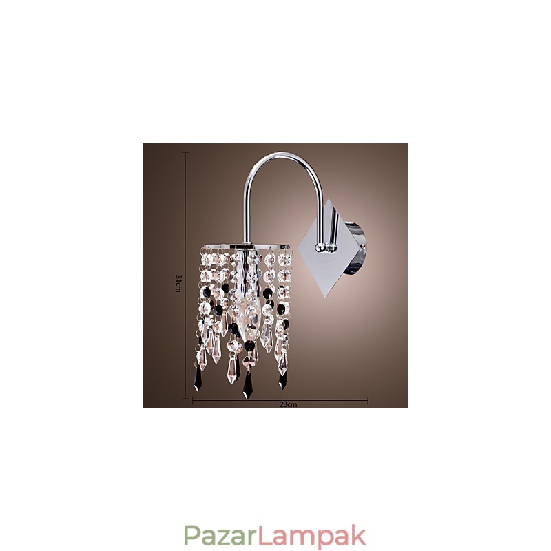 Fali lámpa elegáns kristálycseppel