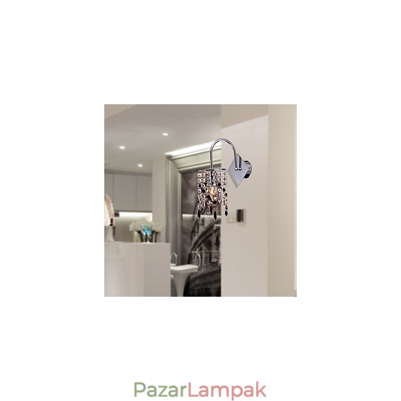 Fali lámpa elegáns kristálycseppel