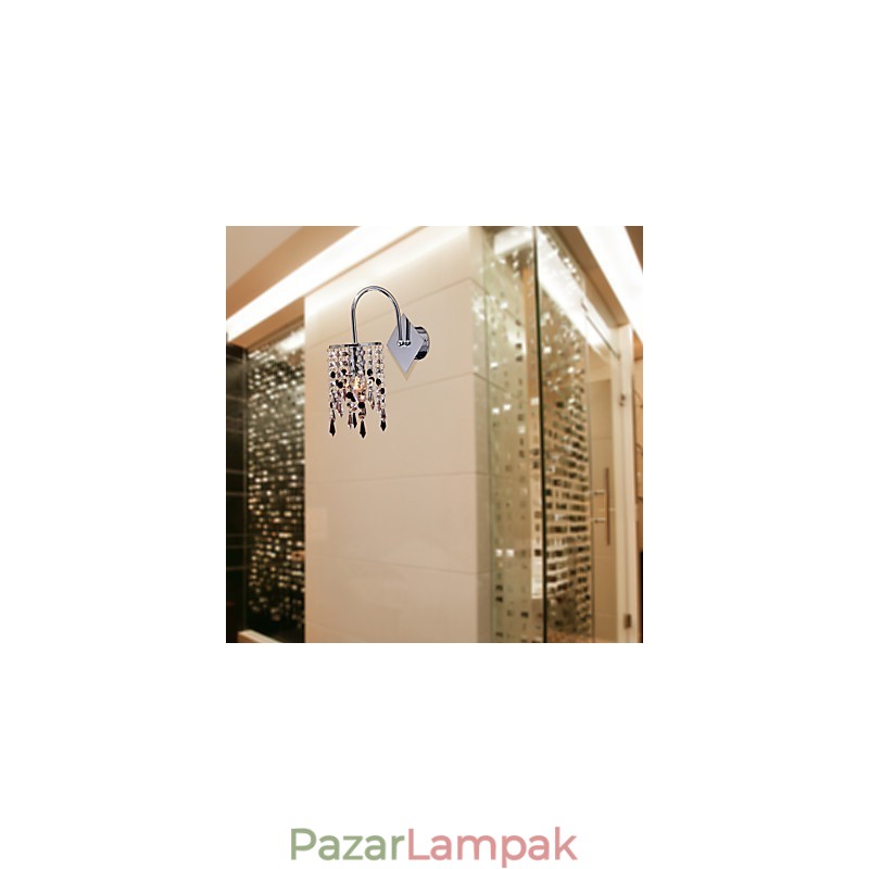 Fali lámpa elegáns kristálycseppel