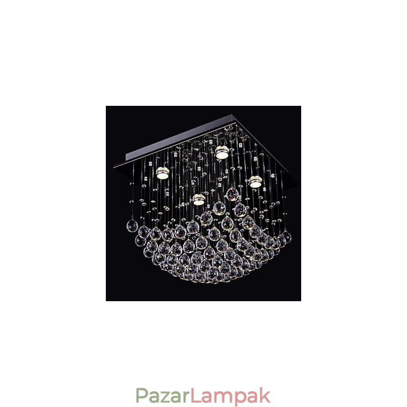 Elegáns kínai kristálycsillár 4 lámpa süllyesztett rögzítéssel